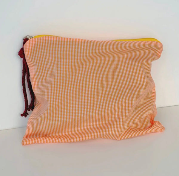 Plaid Zipper Bag - Orange
