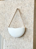 White Hanging Ceramic Planter W/ Strap