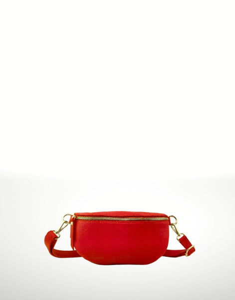 Leather Crossbody Bag - Red