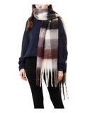 Plaid Scarf - Brown / Grey / White / Tan