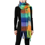 Plaid Scarf - Green / Orange / Blue / Yellow