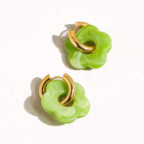 Flower Earrings - Green