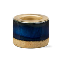 Glazed Taper Candle Holder - Blue