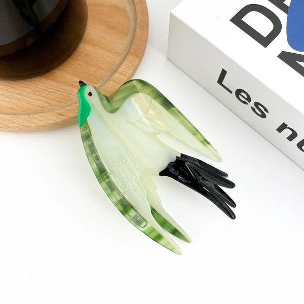 Green Swallow Hair Clip