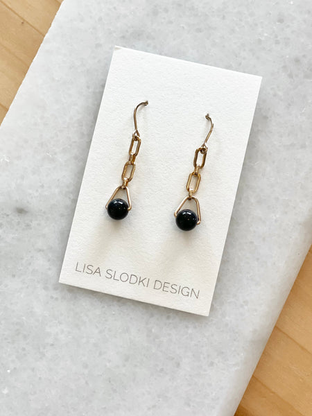 Lisa Slodki - Chain + Bead Earrings - Gold Fill