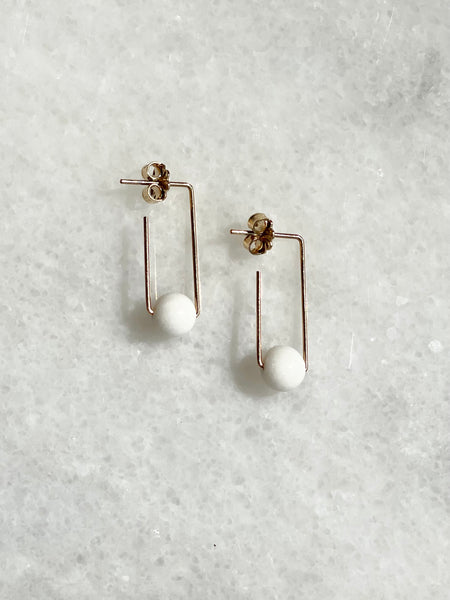 Lisa Slodki - Mini Rectangle Earrings - Gold Fill + White Onyx