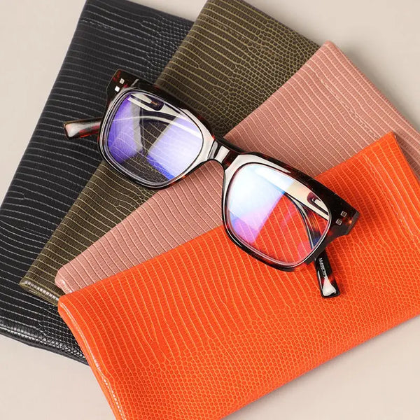Snake Skin Texture Glasses Pouch With Cleaning Cloth