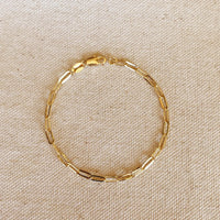 18k Gold Fill Short Link Paperclip Bracelet + Extender