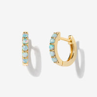 Little Sky Stone - Gold Huggie Hoop Earrings - Opal