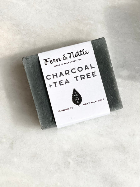 Fern and Nettle - Goat Milk Soap - Charcoal + Tea Tree