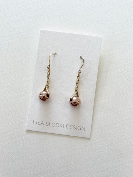 Lisa Slodki - Chain + Sphere Earrings - Gold Fill + Rose Gold