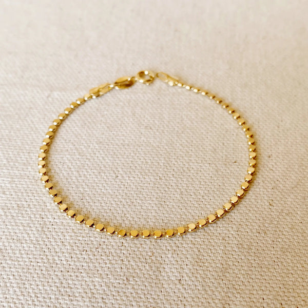 18K Gold Fill Flat Ball Bracelet